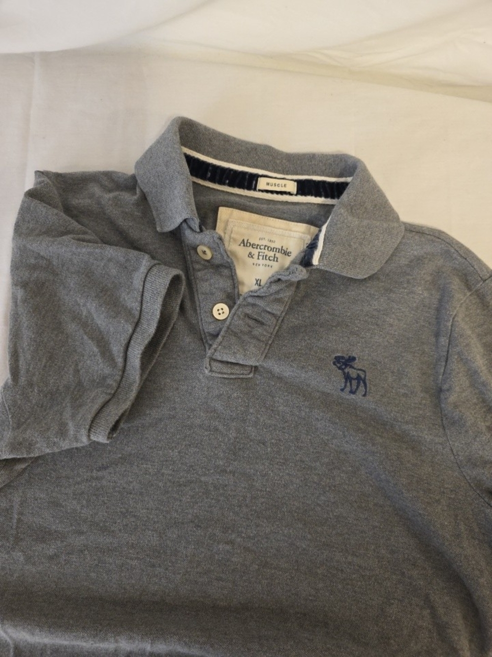 Abercrombie & Fitch, Muscle Men's Polo Shirt XL Gray Moose Vintage Y2K